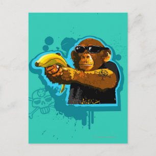 Cartão Postal Chimpanzee com Banana