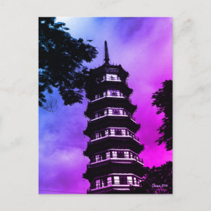 Cartão Postal China Antiga Cantão a pagoda florida