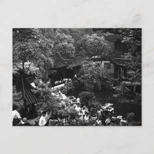 Cartão Postal China Antiga turistas do jardim Yuyuan de Xangai