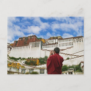 Cartão Postal China, Tibete, Lhasa, monge tibetano com Potala