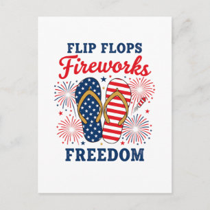 Cartão Postal Chinelos divertidos fogos de artifício Liberdade P