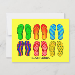 Cartão Postal Chinelos, "I Love Florida" colorido
