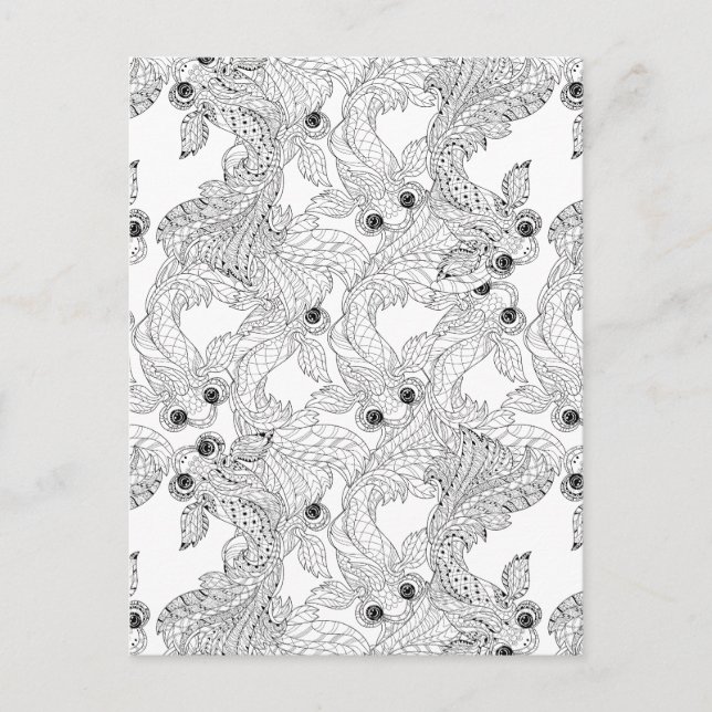 Cartão Postal Chinês Peixe Doodle (Frente)