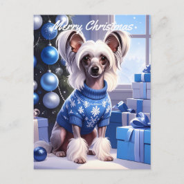Cartão Postal Chinese Crested Christmas