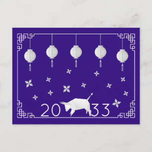 Cartão Postal Chinese New Year Origami Ox