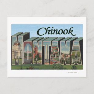 Cartão Postal Chinook, Montana - Cenas com Letras Grandes
