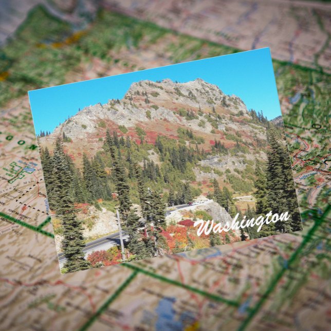Cartão Postal Chinook Pass, Foto Viagem do Estado de Washington (In Situ Map)
