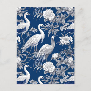 Cartão Postal Chinoserie azul e branca Design 7