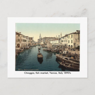 Cartão Postal Chioggia, mercado de peixes, Veneza, Italia 18…