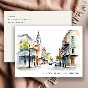 Cartão Postal Chique Nova Orleans Louisiana Aquarela Viagem