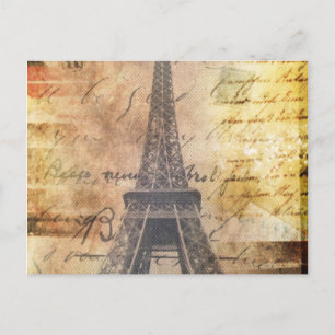 Cartão Postal chiques Scripts Vintage Paris Eiffel Torre