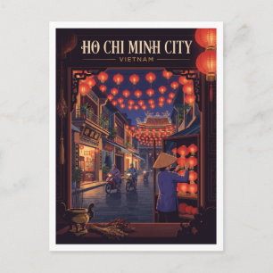 Cartão Postal Cho Lon Chinatown ruas das lanternas Cidade de Ho