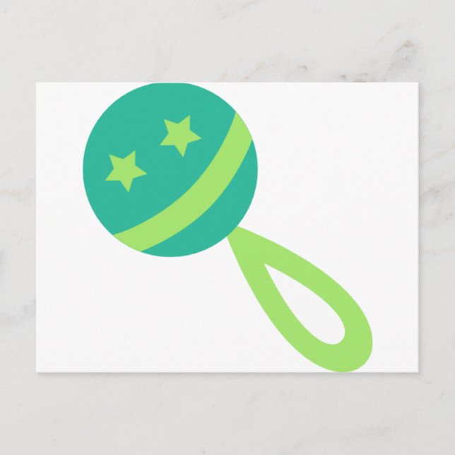 Cartão Postal chocalho de bebê verde (Frente)