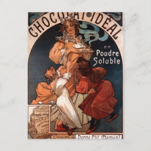 Cartão Postal Chocolat Ideal por Alphonse Mucha