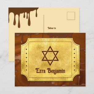 Cartão Postal Chocolate Bilhete Dourado Barra Bat Mitzvah Agrade
