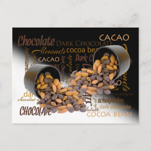 Cartão Postal Chocolate Bits e amêndoas Fecham Fotografia