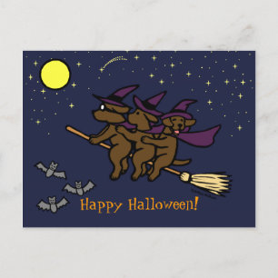 Cartão Postal Chocolate Halloween Labrador Riders!