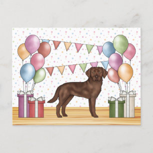 Cartão Postal Chocolate Labrador Cachorro do Retriever Colorido