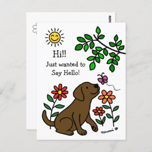 Cartão Postal Chocolate Labrador e Green Hi