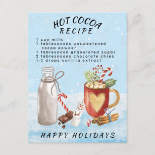 Cartão Postal Chocolate quente com cacau Receita Natal