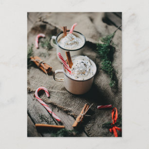 Cartão Postal Chocolate Quente com Foto de Canes Adoráveis