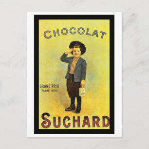 Cartão Postal Chocolate Suchard 3 Vintage Ad com Boy