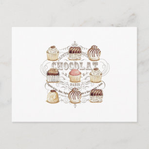 Cartão Postal chocolates franceses antigos modernos