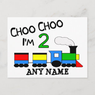 Cartão Postal Choo Choo Estou com 2!  Com TRENO