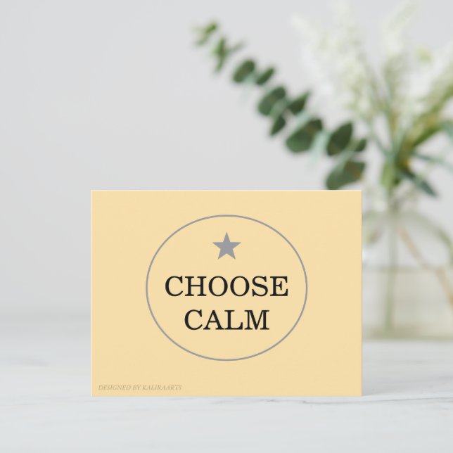 Cartão Postal Choose Calm – Minimal Greeting Card |   (Em pé/Frente)