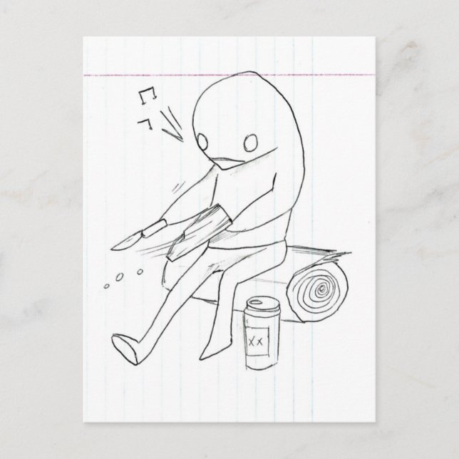 Cartão Postal choramingando, assobiando e bebendo cerveja (Frente)