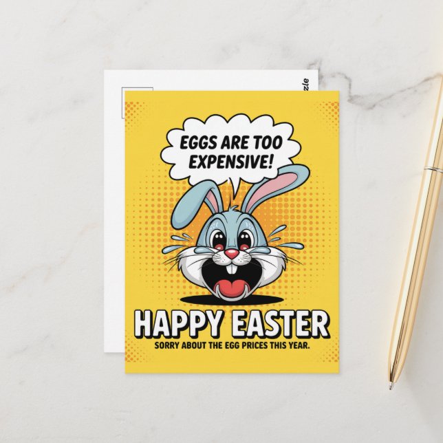 Cartão Postal Chorando Ovos De Coelhinho Da Páscoa Demasiado Car (Frente/Verso In Situ)