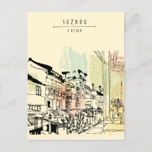 Cartão Postal Chou Xing Hua Suzhou Scenery vintage arte chinesa