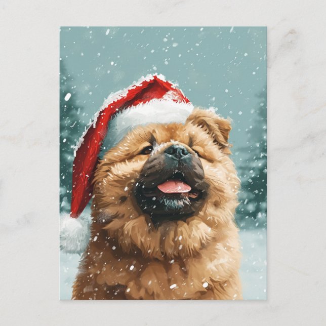 Cartão Postal Chow Chow Christmas (Frente)