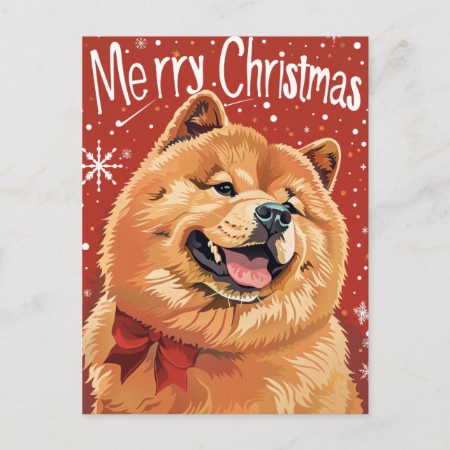 Cartão Postal Chow Chow Christmas (Frente)