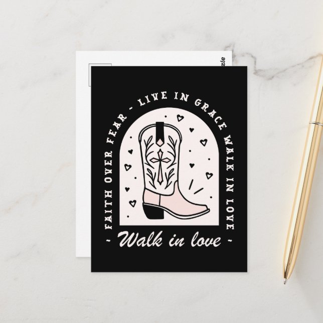 Cartão Postal Christian Country Girl, fé religiosa, cita a cowgi (Frente/Verso In Situ)