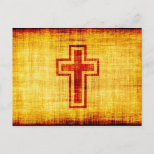 Cartão Postal Christian Faith Cross sobre papel de pergaminho