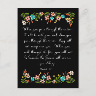 Cartão Postal Christian Quote Art - Isaiah 43:2