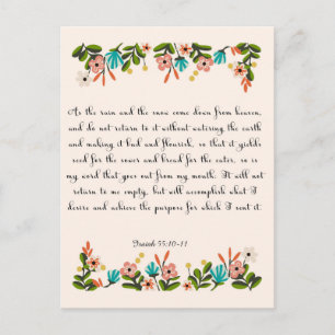 Cartão Postal Christian Quote Art - Isaiah 55:10-11