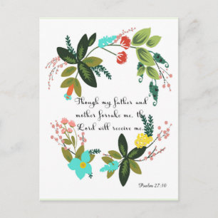 Cartão Postal Christian Quote Art - Salm 27:10
