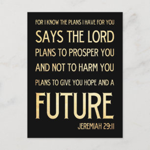 Cartão Postal Christian Scripture Bible Verse Art Jeremiah 29:11