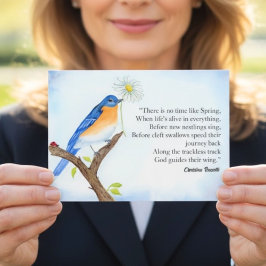 Cartão Postal Christina Rossetti "Spring" Poem with Bluebird