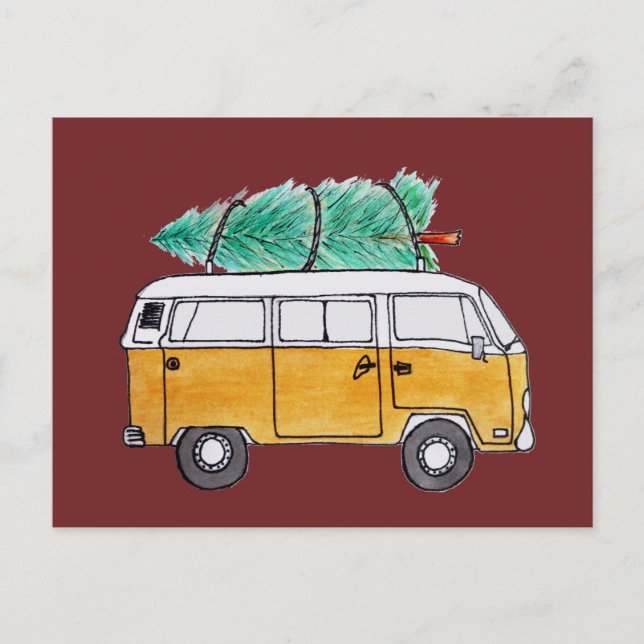 Cartão Postal Christmas Campervan (Frente)