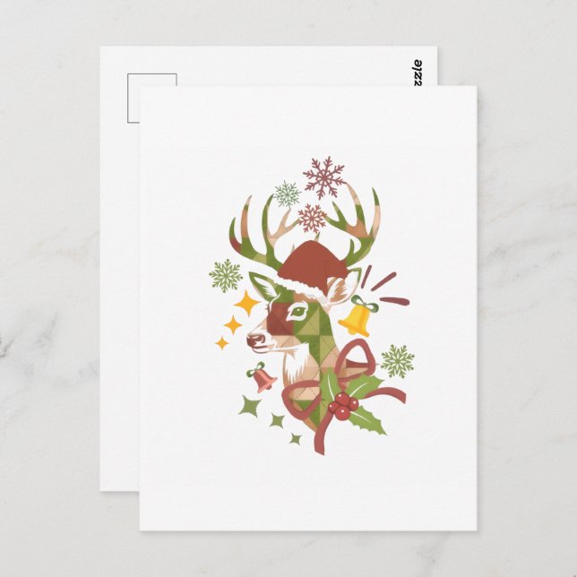 Cartão Postal Christmas Colorful Deer Design (Frente/Verso)