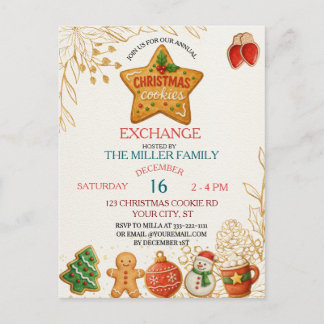 Cartão Postal Christmas Cookie Swap Invitation – Holiday Baking