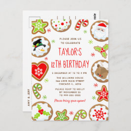 Cartão Postal Christmas Cookies Birthday Party Red and Green