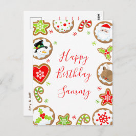 Cartão Postal Christmas Cookies Red and Green Happy Birthday