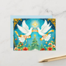 Christmas Doves, Christmas Tree, Love,Peace, Joy