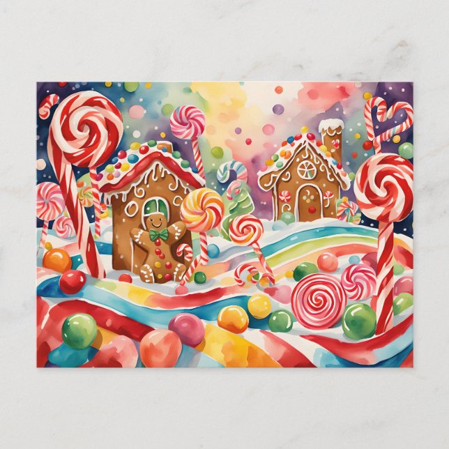 Cartão Postal christmas gingerbis casas postais (Frente)