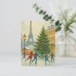Cartão Postal Christmas in Paris Postcard – Eiffel Tower Winter 