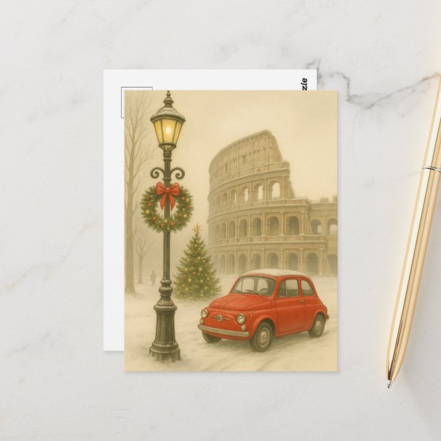Cartão Postal Christmas in Rome Italy – Holiday Art Gift  (Frente/Verso In Situ)